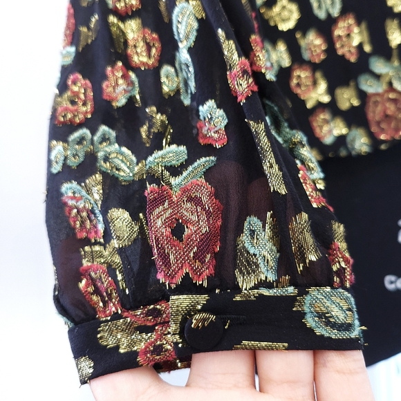 NWOT Veronica Beard Joyce Metallic Floral Silk Jacquard Blouson Sleeve B… - Picture 10 of 14